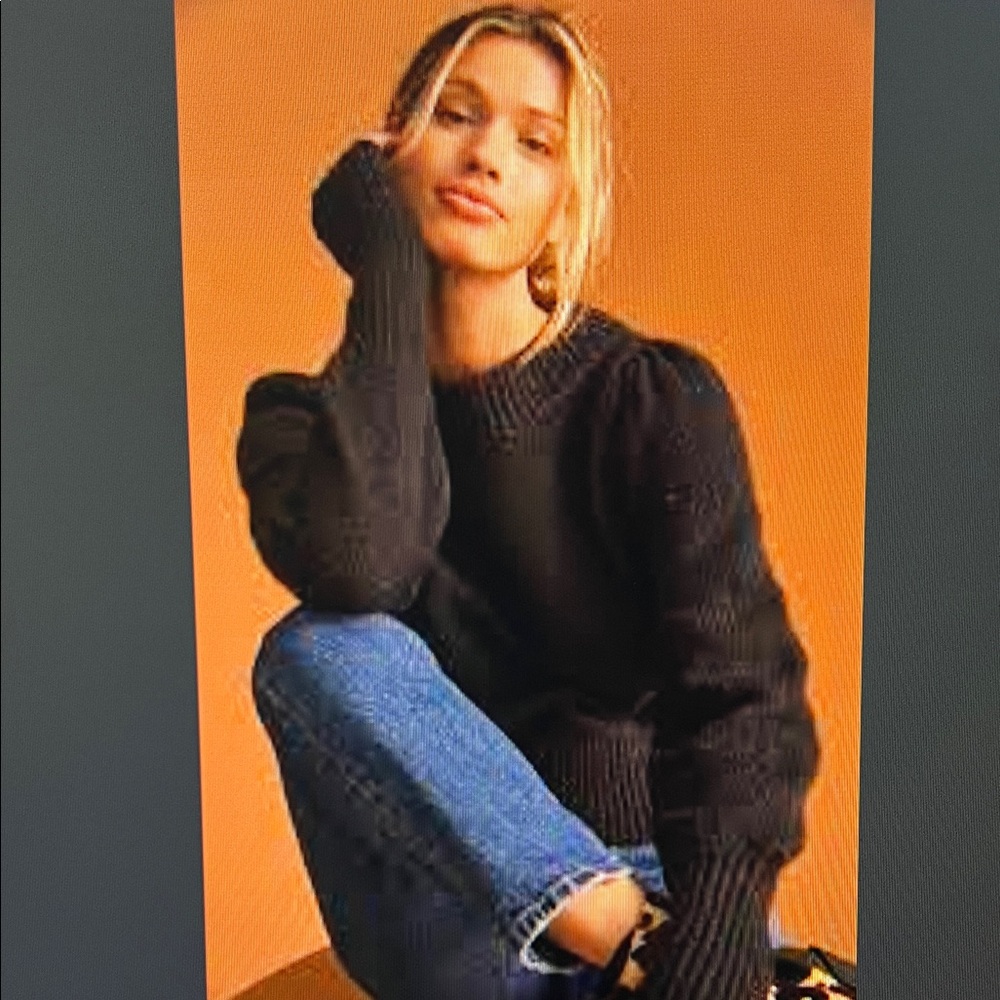 Anthropologie Maeve Black Crew Neck Sweater